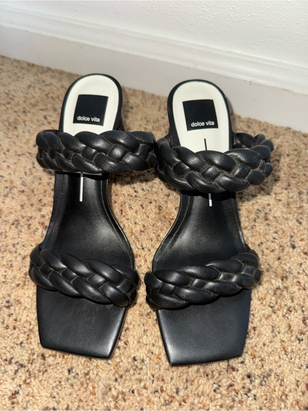 Dolce Vita Black Braided Double-Strap Heels